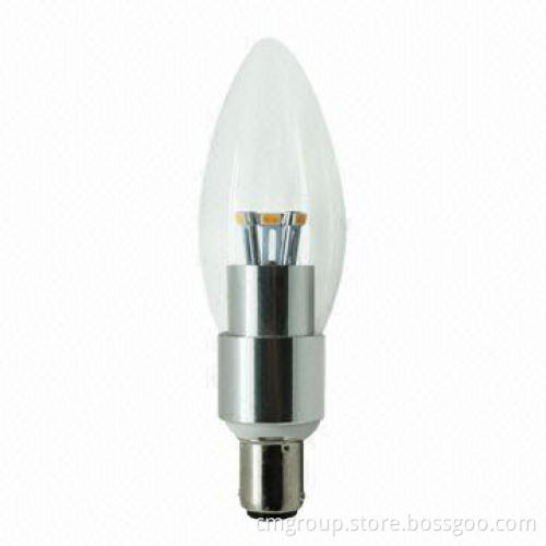 4E LED candle bulb with B15 base, 2,300/2,500/2,700/3,000/4,200/6,000K color temperature, CE, RoHS